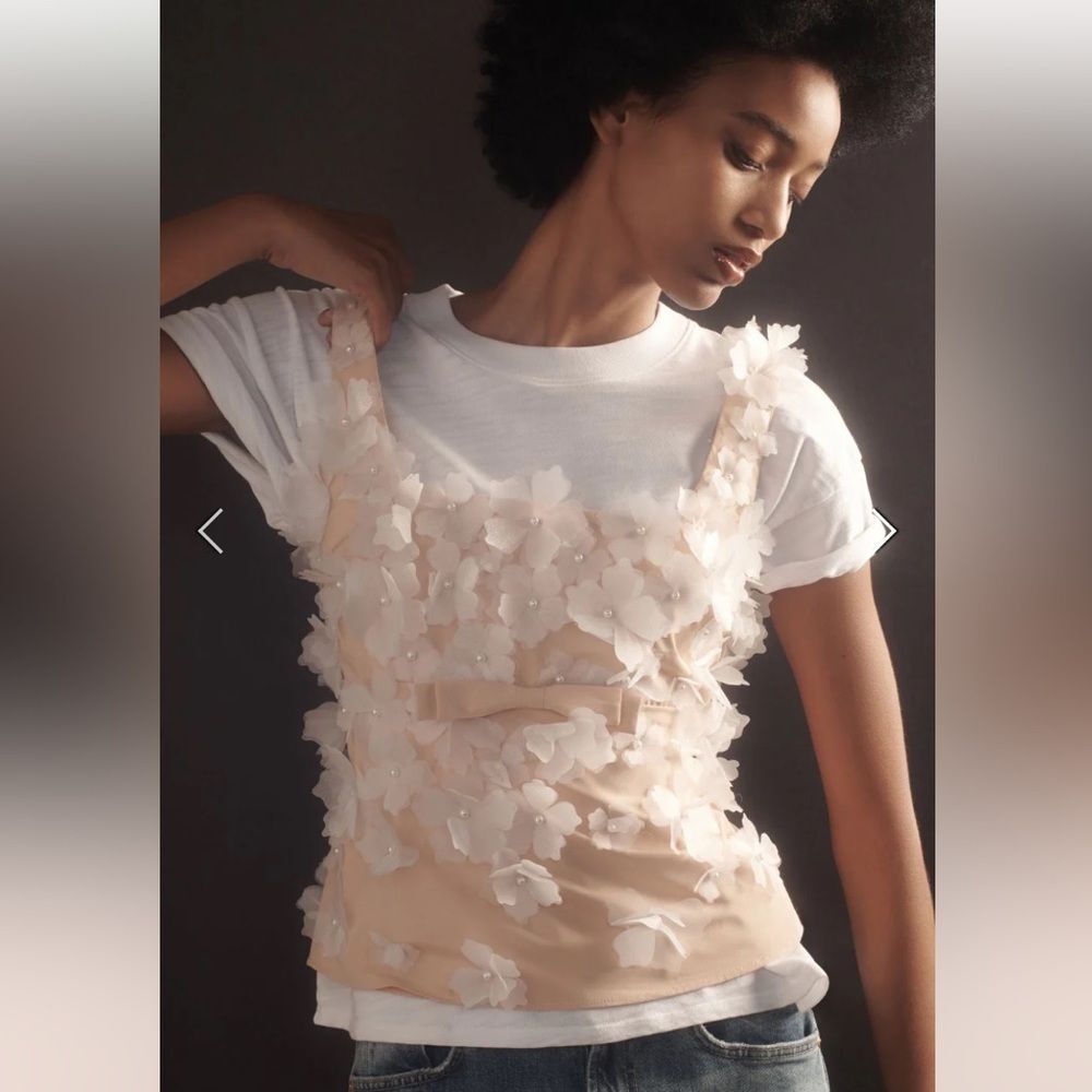 Let Me Be Sleeveless Square Neck Embellished Top size Medium - Picture 3 of 7